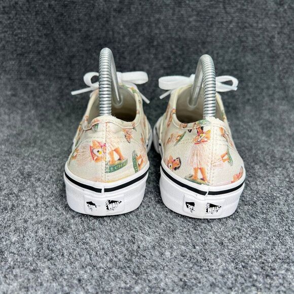 Vans‎ Sneakers Women's 7 Cream Aloha Hula Girls Low Lace Up Athletic Skate Shoes - Picture 6 of 13